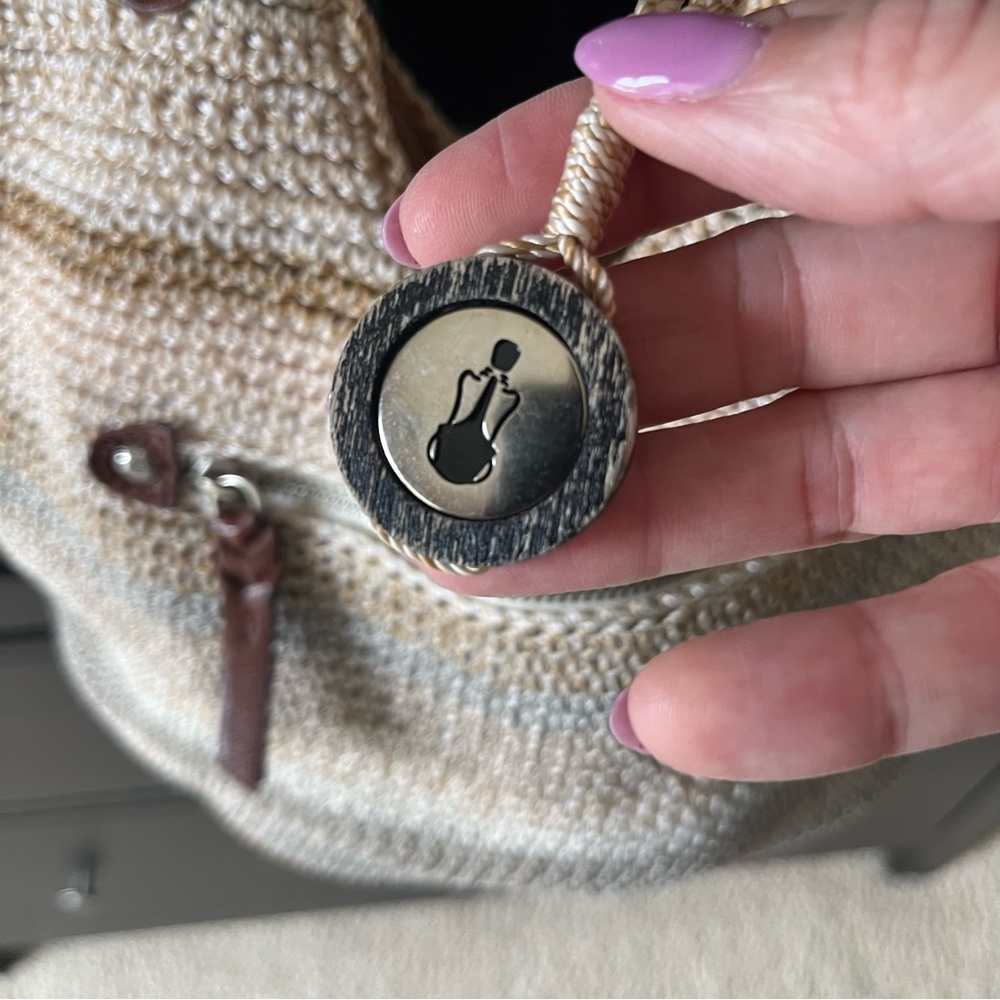 The Sak Indio Crochet Shoulder Bag in the "Sand Stripe" colorway - Picture 8 of 15